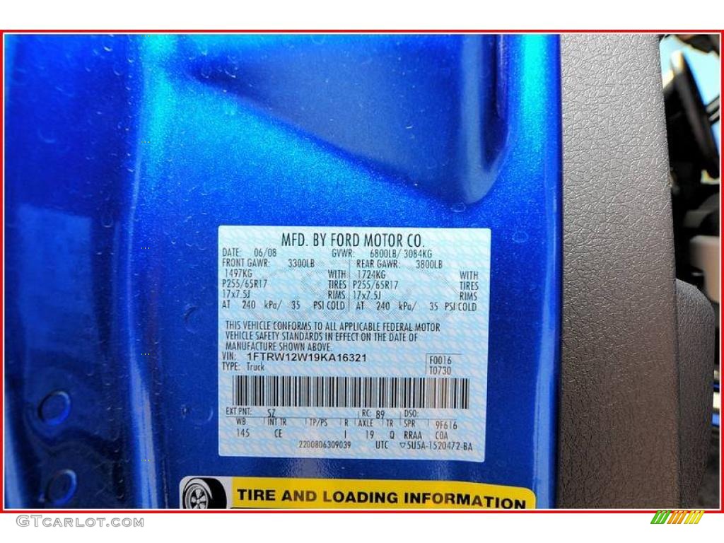 2009 F150 Color Code SZ for Blue Flame Metallic Photo #7487962