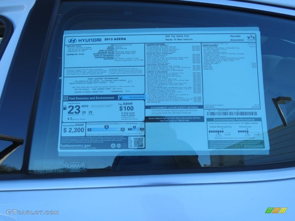 2013 Hyundai Azera Standard Azera Model Window Sticker Photo #74881437