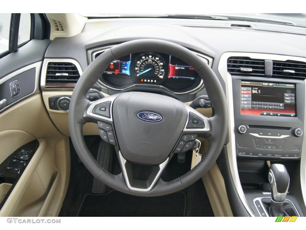 2013 Ford Fusion SE 1.6 EcoBoost Dune Steering Wheel Photo #74882316