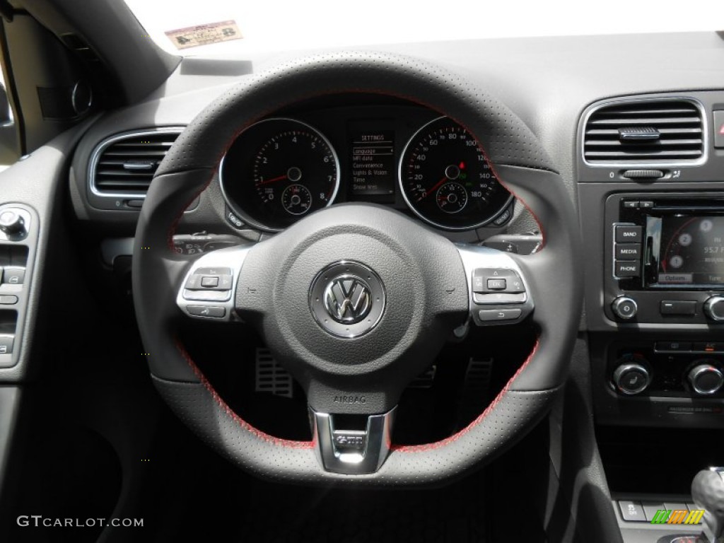 2013 Volkswagen GTI 4 Door Autobahn Edition Titan Black Steering Wheel Photo #74882654