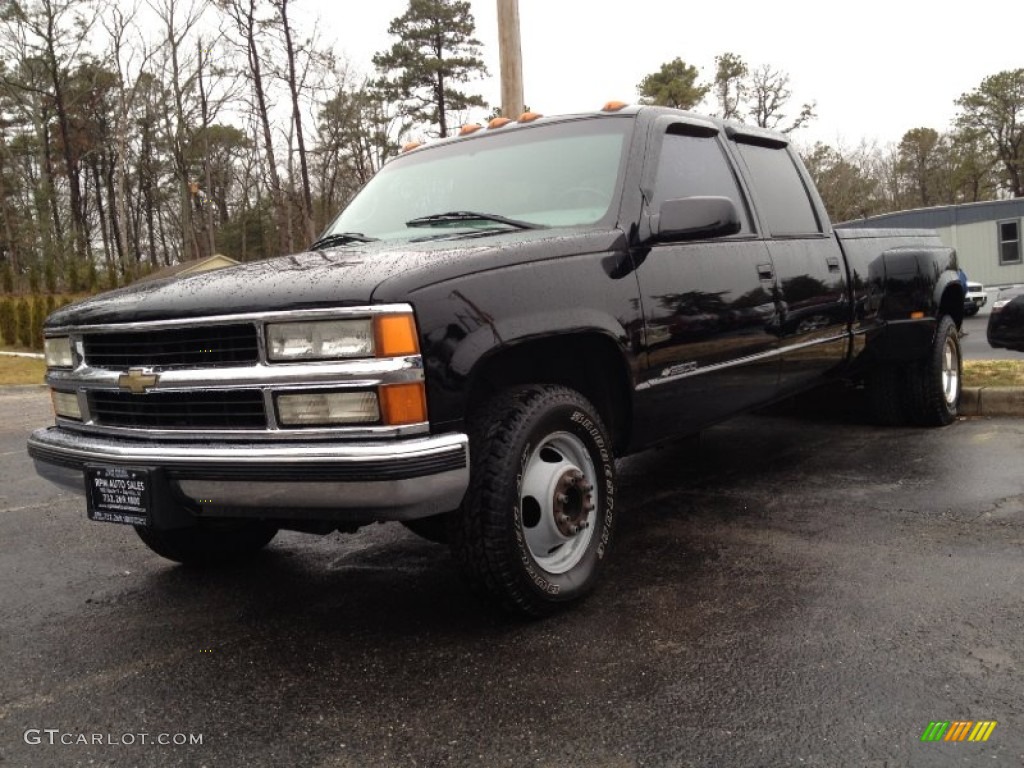 2000 Silverado 3500 LS Crew Cab 4x4 Dually - Onyx Black / Neutral photo #1
