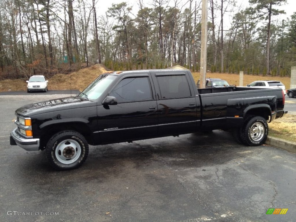 Onyx Black 2000 Chevrolet Silverado 3500 LS Crew Cab 4x4 Dually Exterior Photo #74885637
