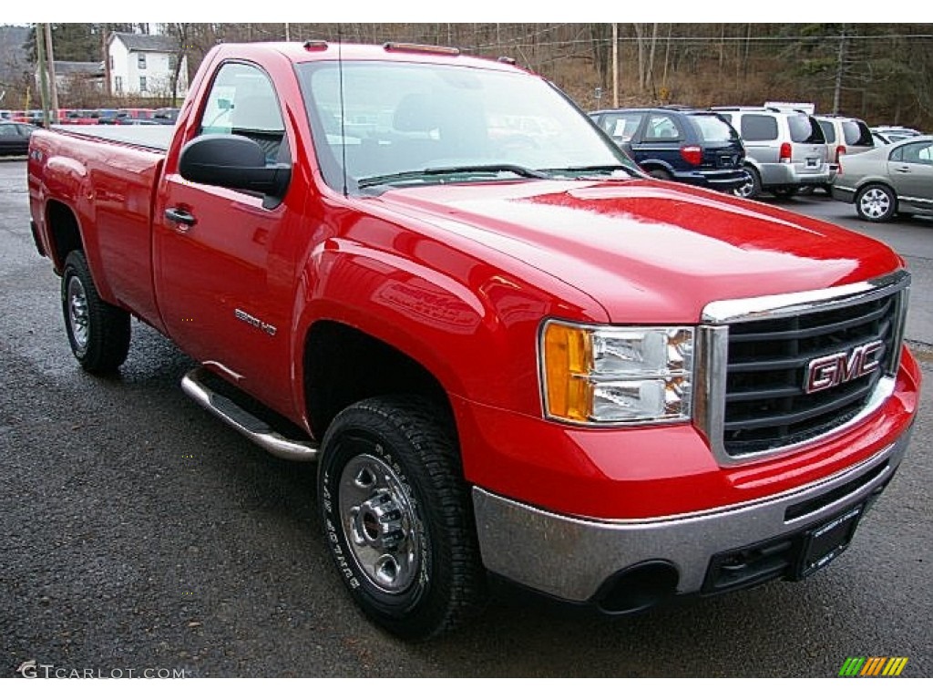 Fire Red 2010 GMC Sierra 2500HD Work Truck Regular Cab 4x4 Exterior Photo #74885850