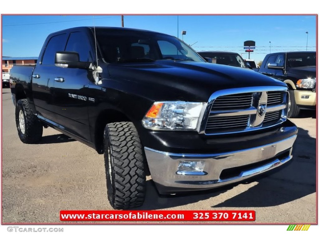 2011 Ram 1500 Lone Star Crew Cab 4x4 - Brilliant Black Crystal Pearl / Light Pebble Beige/Bark Brown photo #10