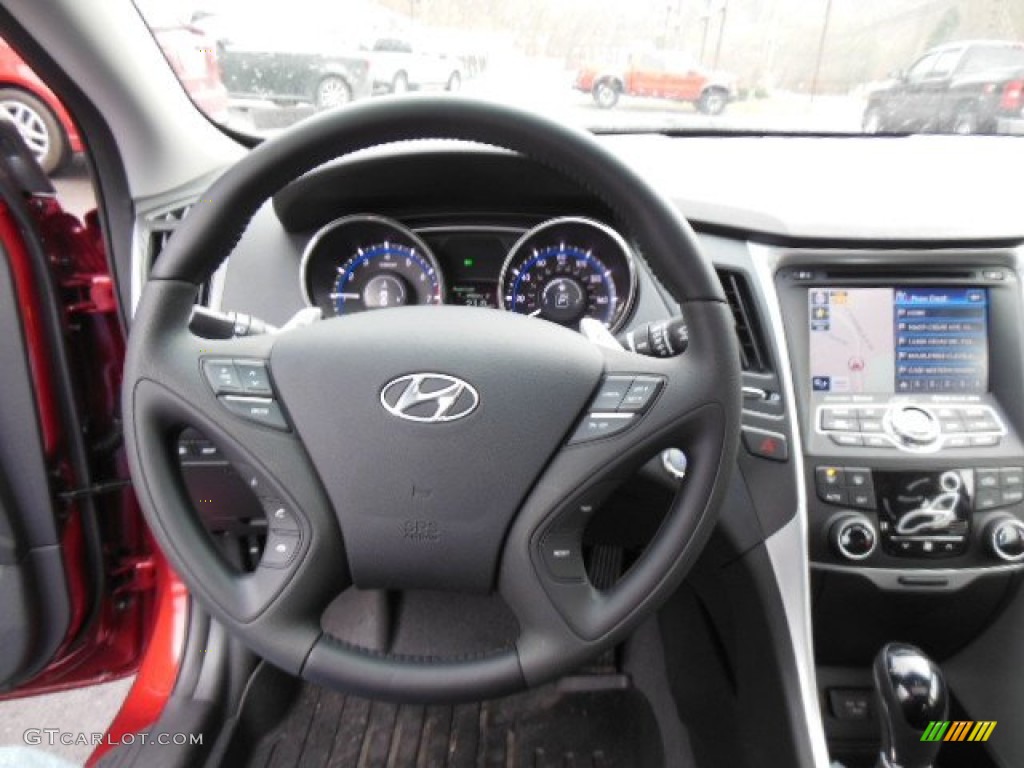 2013 Hyundai Sonata SE 2.0T Black Steering Wheel Photo #74889718