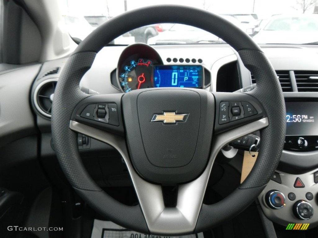 2013 Chevrolet Sonic LT Sedan Jet Black/Dark Titanium Steering Wheel Photo #74890157