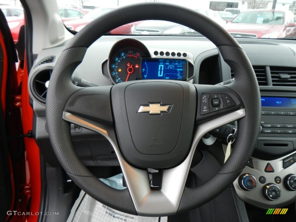 2013 Chevrolet Sonic LS Hatch Jet Black/Dark Titanium Steering Wheel Photo #74890695
