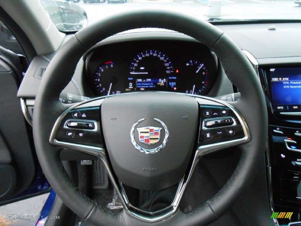 2013 Cadillac ATS 2.5L Jet Black/Jet Black Accents Steering Wheel Photo #74896347