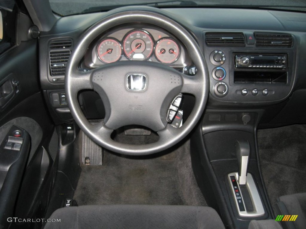 2003 Honda Civic EX Coupe Black Dashboard Photo #74897046