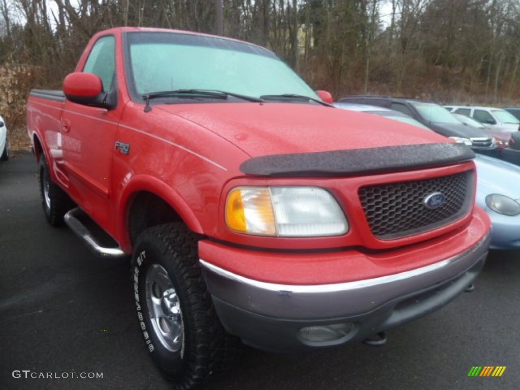 2002 F150 XL Regular Cab 4x4 - Bright Red / Medium Graphite photo #1