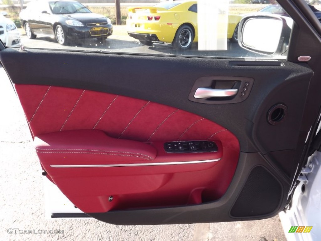 2013 Dodge Charger SRT8 Black/Red Door Panel Photo #74903064