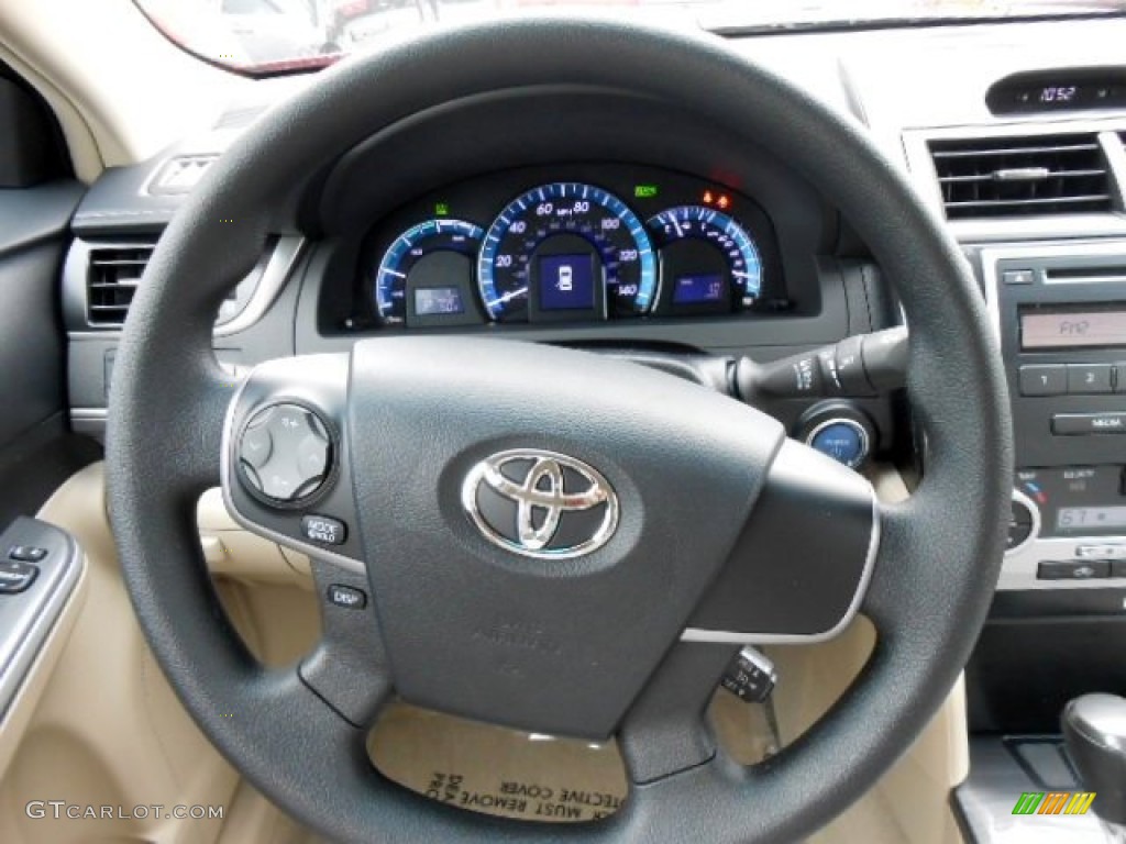 2012 Toyota Camry Hybrid LE Ivory Steering Wheel Photo #74906649
