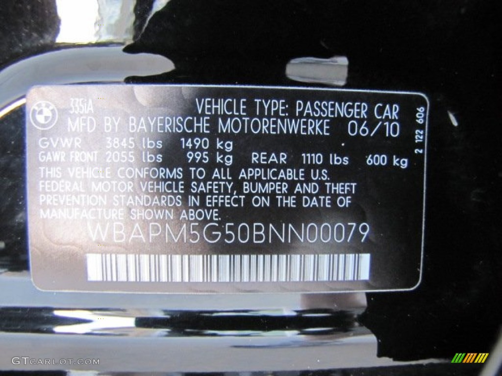 2011 3 Series 335i Sedan - Jet Black / Black photo #54