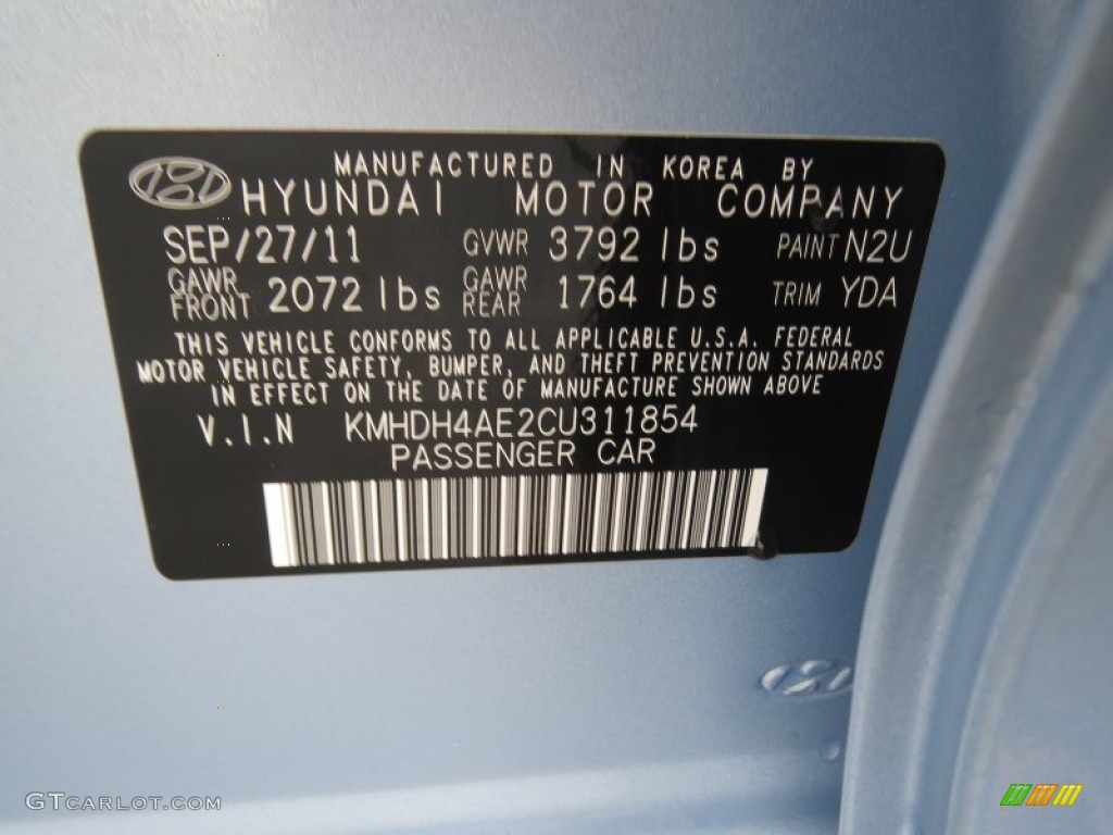 2012 Elantra GLS - Blue Sky Metallic / Beige photo #42