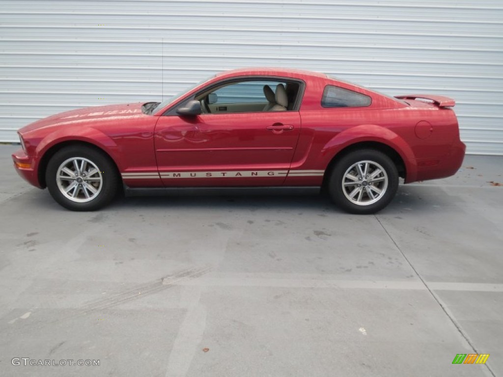 2005 Mustang V6 Premium Coupe - Redfire Metallic / Medium Parchment photo #5