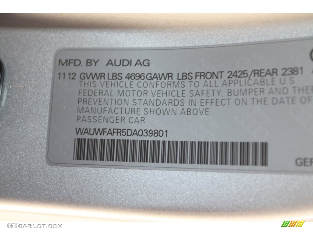 2013 Audi A5 2.0T quattro Coupe Info Tag Photo #74917980