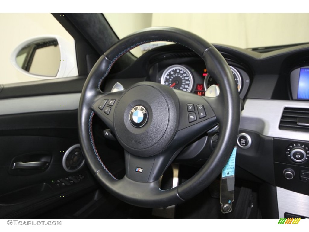 2010 BMW M5 Standard M5 Model Black Merino Leather Steering Wheel Photo #74921040