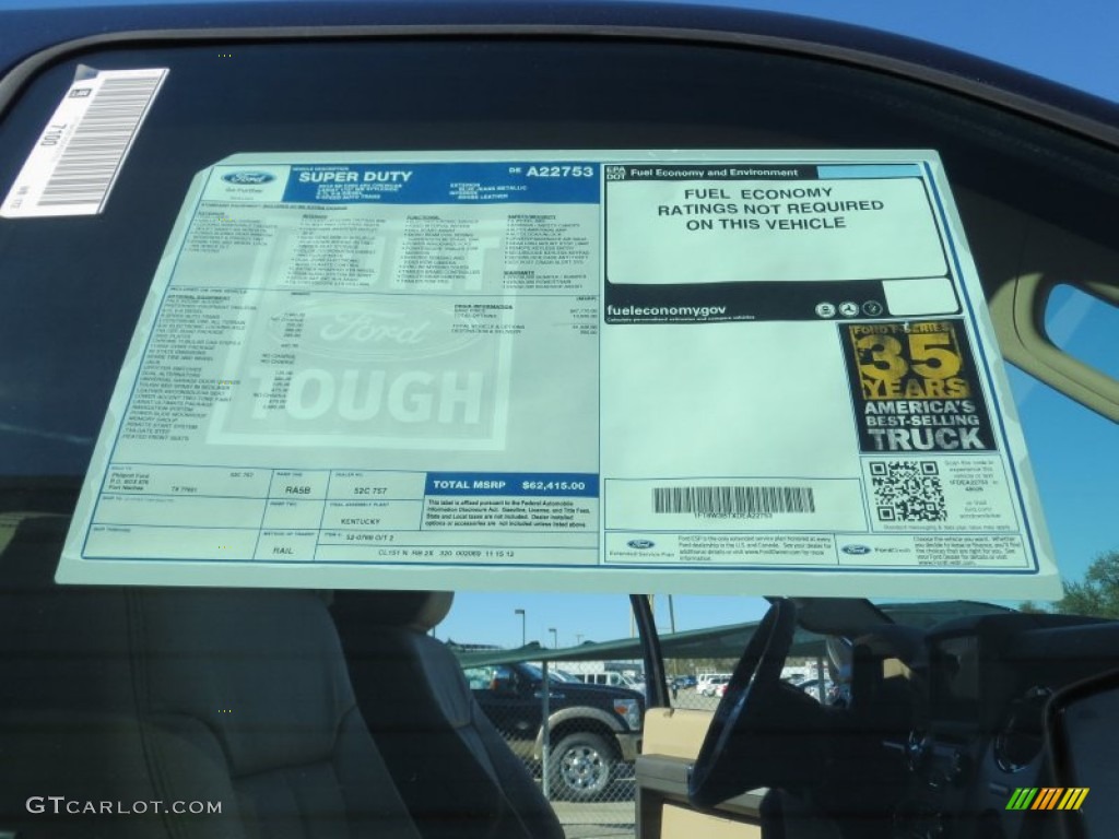 2013 Ford F350 Super Duty Lariat Crew Cab 4x4 Window Sticker Photo #74924182