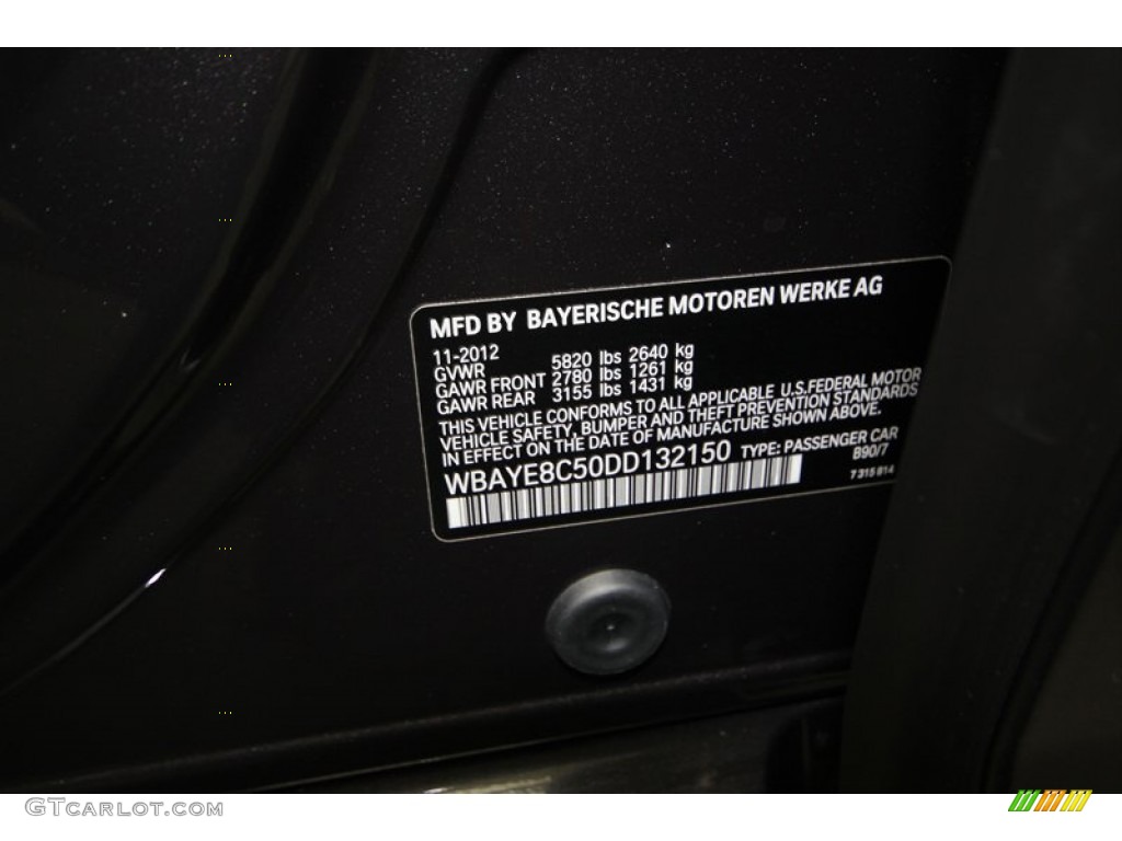 2013 7 Series Color Code B90 for Dark Graphite Metallic II Photo #74925933