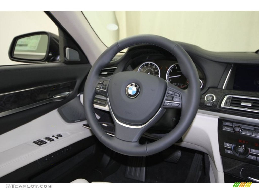 2013 BMW 7 Series 750Li Sedan Ivory White/Black Steering Wheel Photo #74926264