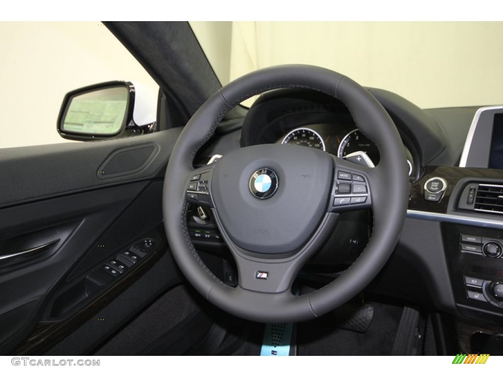 2013 BMW 6 Series 650i Gran Coupe Black Steering Wheel Photo #74927539