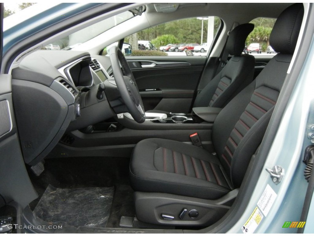 2013 Fusion Hybrid SE - Ice Storm Metallic / SE Appearance Package Charcoal Black/Red Stitching photo #6