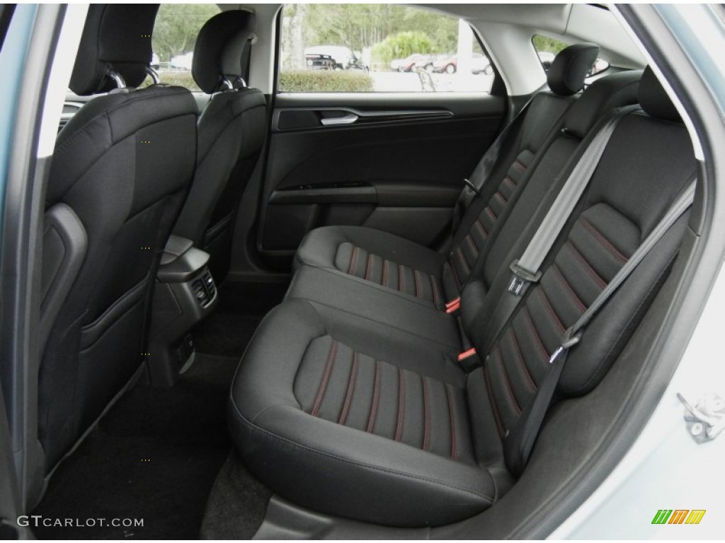 2013 Fusion Hybrid SE - Ice Storm Metallic / SE Appearance Package Charcoal Black/Red Stitching photo #7