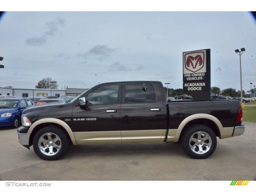 2011 Ram 1500 Laramie Crew Cab - Rugged Brown Pearl / Light Pebble Beige/Bark Brown photo #2