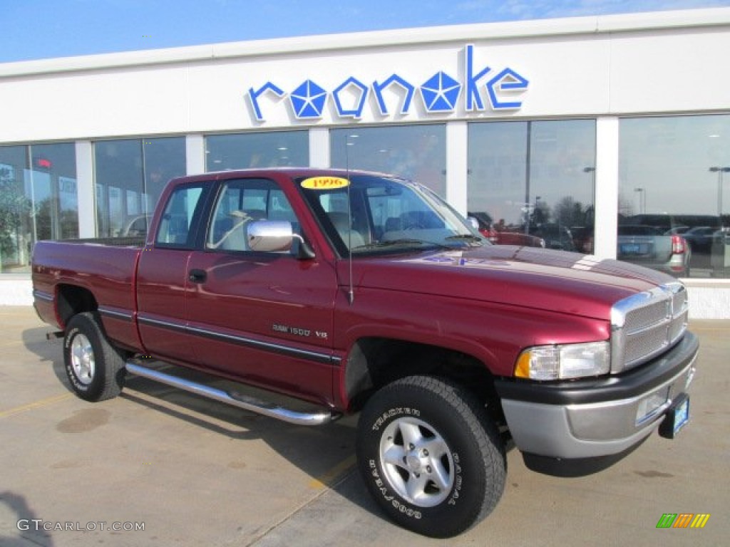 1996 Ram 1500 SLT Extended Cab 4x4 - Claret Red Pearl / Gray photo #1