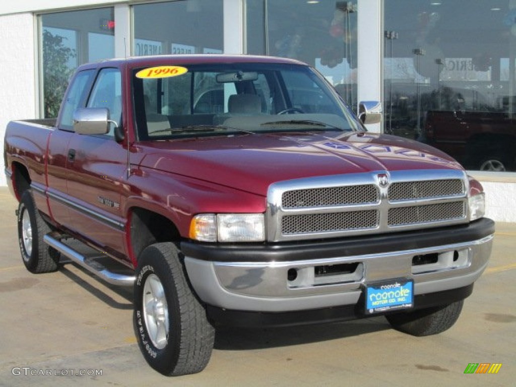 1996 Ram 1500 SLT Extended Cab 4x4 - Claret Red Pearl / Gray photo #3