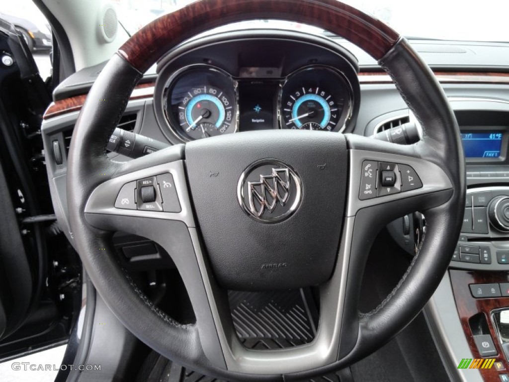 2011 Buick LaCrosse CXS Ebony Steering Wheel Photo #74947231