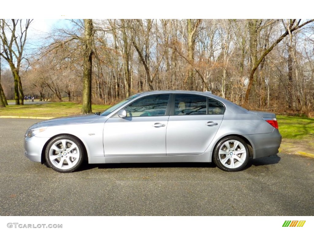 2007 5 Series 550i Sedan - Silver Grey Metallic / Beige photo #4