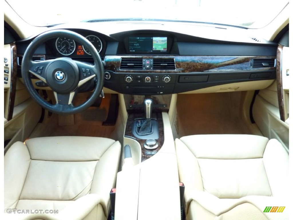 2007 BMW 5 Series 550i Sedan Beige Dashboard Photo #74952064