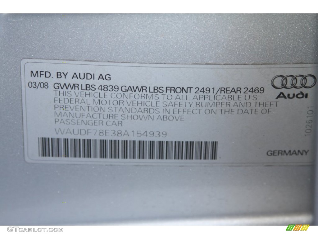 2008 A4 2.0T quattro Sedan - Light Silver Metallic / Light Gray photo #21