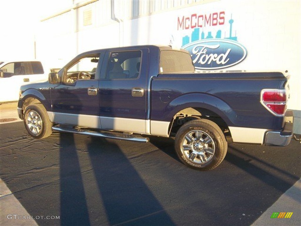 2010 F150 XLT SuperCrew - Dark Blue Pearl Metallic / Medium Stone photo #10