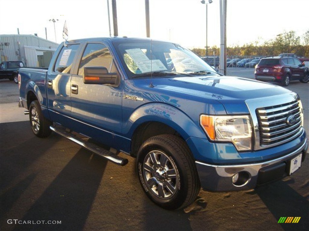 2010 F150 XLT SuperCrew - Blue Flame Metallic / Medium Stone photo #3