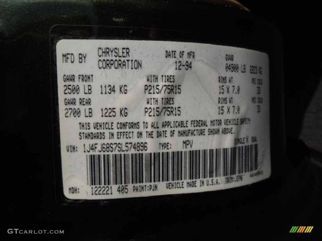 1995 Cherokee 4x4 - Dark Green / Beige photo #7