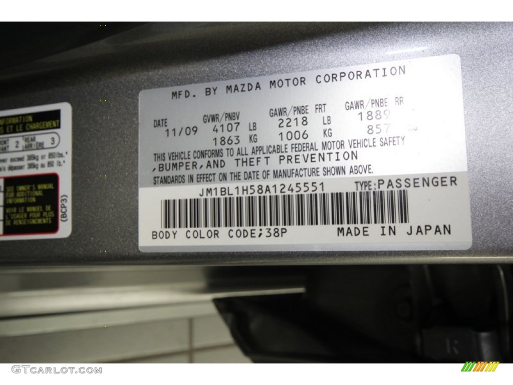 2010 MAZDA3 Color Code 38P for Liquid Silver Metallic Photo #74967025