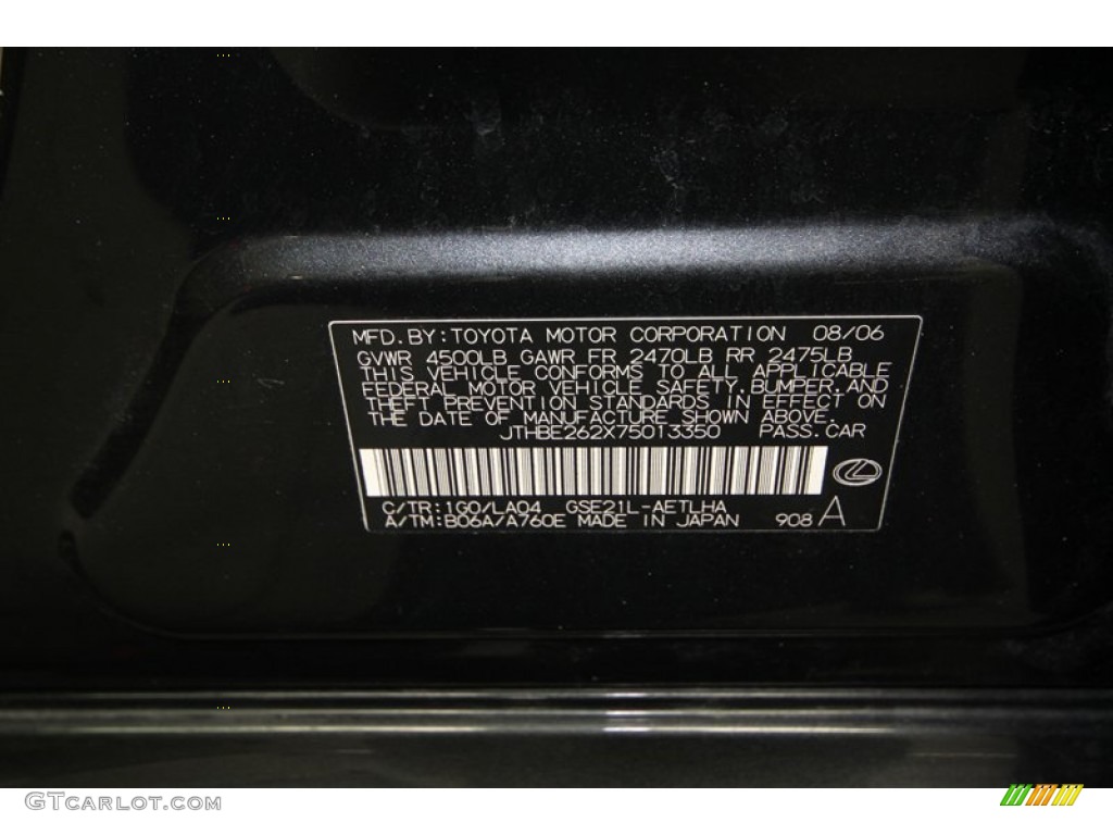 2007 Lexus IS 350 Color Code Photos