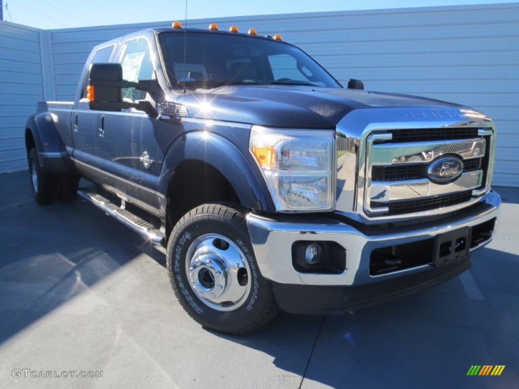 2013 F350 Super Duty Lariat Crew Cab 4x4 Dually - Blue Jeans Metallic / Black photo #1