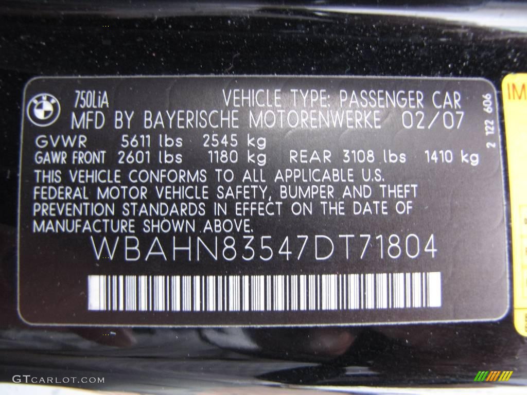 2007 7 Series 750Li Sedan - Jet Black / Black photo #33