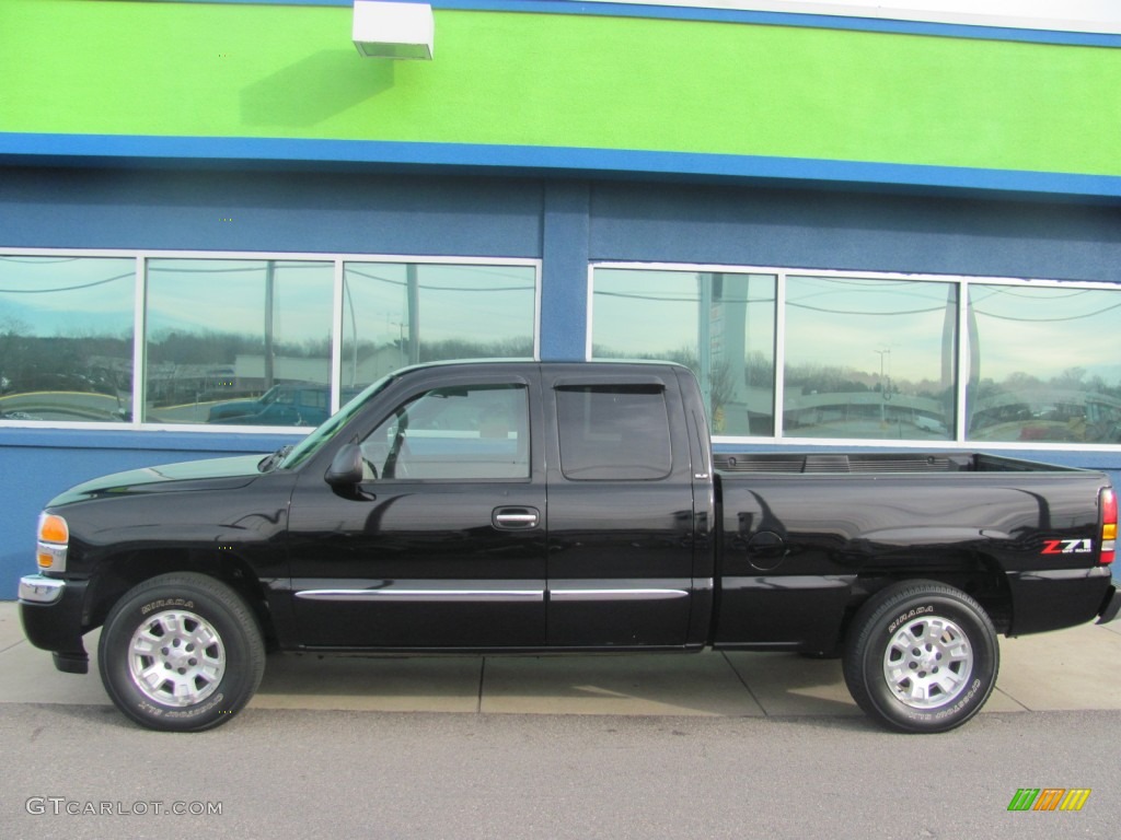 2005 Sierra 1500 Work Truck Extended Cab 4x4 - Onyx Black / Dark Pewter photo #2