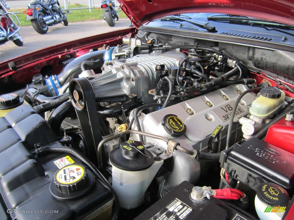 2003 Ford Mustang Cobra Coupe 4.6 Liter SVT Supercharged DOHC 32-Valve V8 Engine Photo #74979267