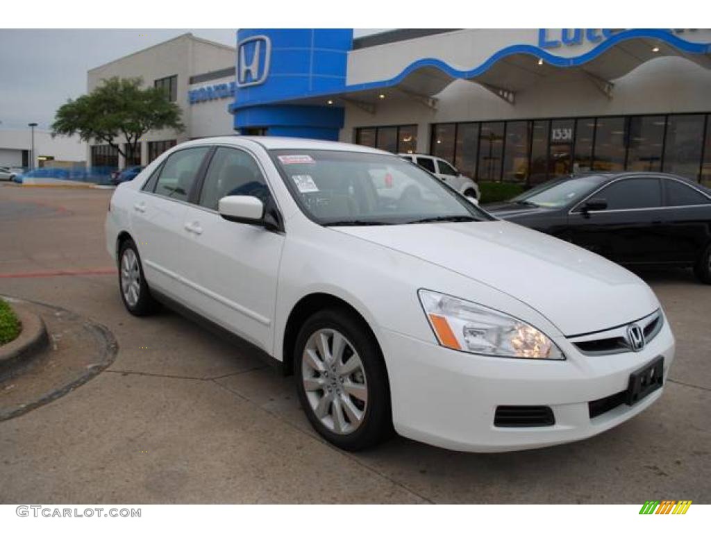 2007 Accord SE V6 Sedan - Taffeta White / Ivory photo #1