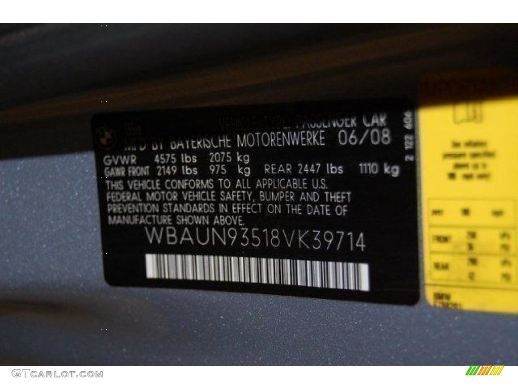 2008 1 Series 135i Convertible - Blue Water Metallic / Grey photo #15