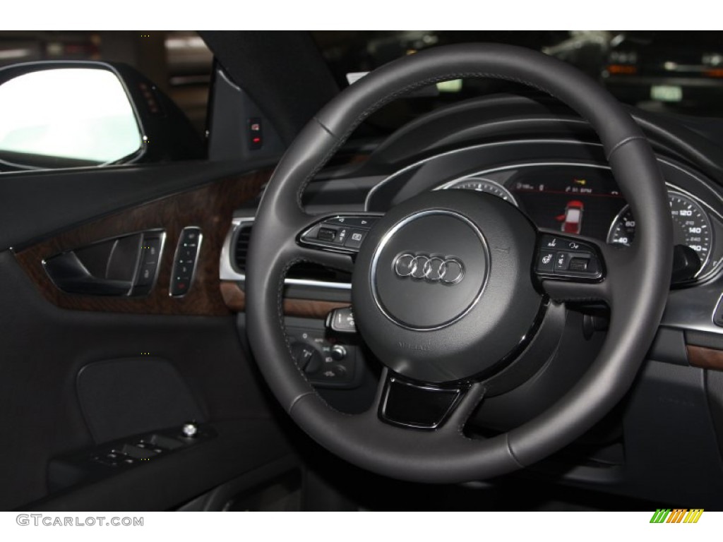 2013 Audi A7 3.0T quattro Prestige Black Steering Wheel Photo #74984500