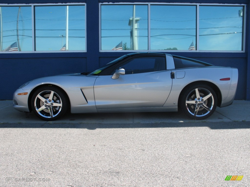 2008 Corvette Coupe - Machine Silver Metallic / Red photo #2
