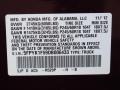 R529P: Dark Cherry Pearl 2013 Honda Ridgeline RTL Color Code
