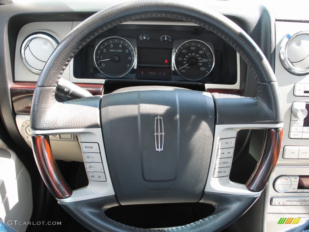 2008 Lincoln MKZ Sedan Light Stone Steering Wheel Photo #74993168