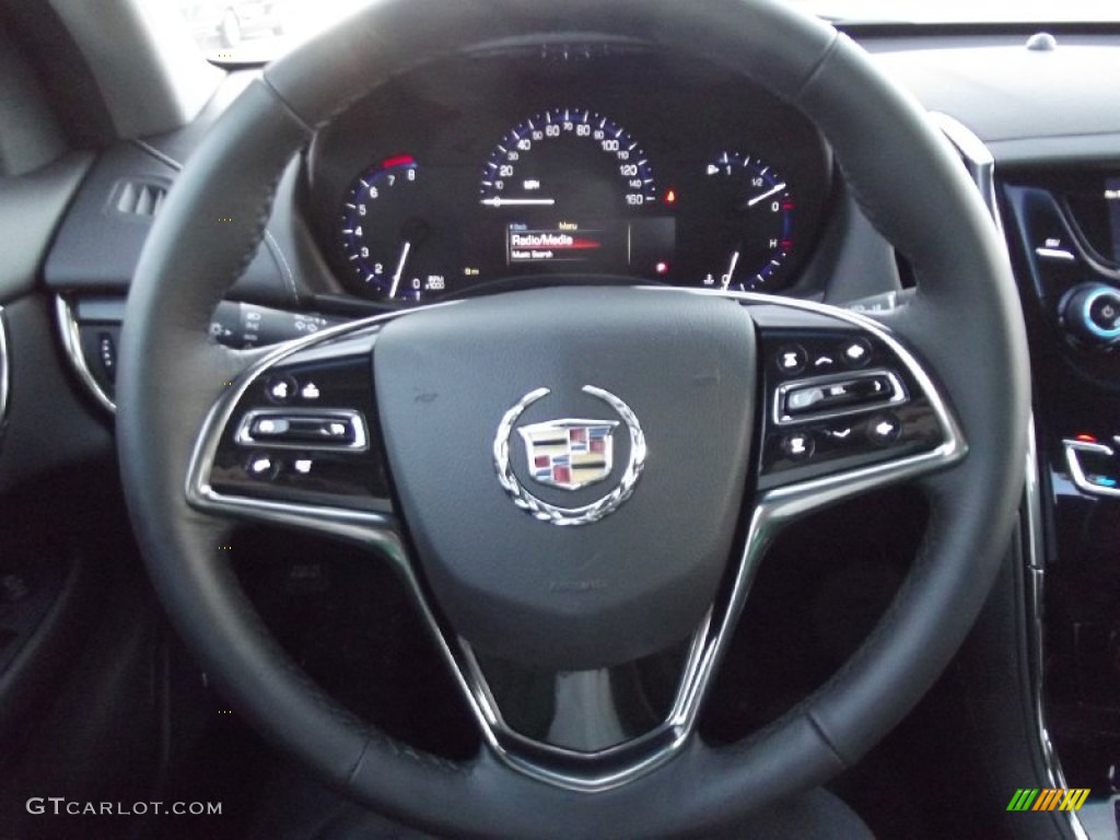 2013 Cadillac ATS 2.5L Jet Black/Jet Black Accents Steering Wheel Photo #74996083